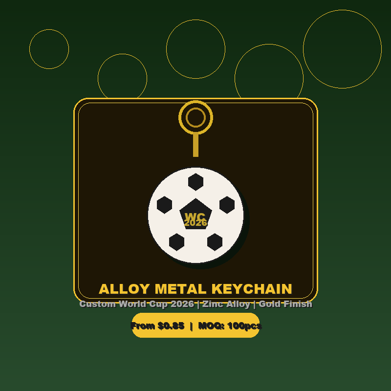 Custom Metal Football Keychain - World Cup 2026 Promotional Gift with Team Logo